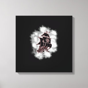 Dunkle Himmel Piratenschiff Wrapped Canvas Leinwanddruck