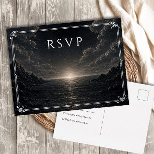 Dunkle Himmel Silberfolie Mond Stern Hochzeit RSVP Folien Feiertagspostkarte