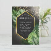 Dunkle Hochzeit in Aquarellfarben am Meer Einladung (Stehend Vorderseite)