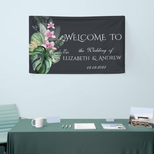 Dunkle Hochzeit tropischer Blume Banner (Messeveranstaltung)