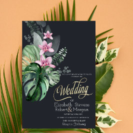 Dunkle Hochzeit tropischer Blume Einladung