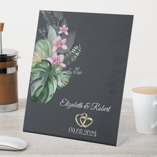 Dunkle Hochzeit tropischer Blume Sockelschild (In Situ)