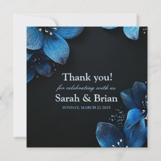 Dunkle Hochzeitseinladungskarte glänzende blaue Bl Save The Date