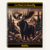 Dunkle Holz Elche Relief Kunst mit der Natur Notizblock (Vorderseite)