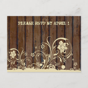 Dunkle Holz-RSVP-Postkarte Einladungspostkarte