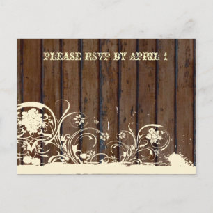 Dunkle Holz-RSVP-Postkarte Einladungspostkarte