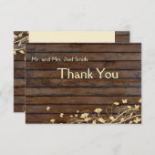 Dunkle hölzerne Ebene Browns danken Ihnen, mit Dankeskarte (Vorne/Hinten)