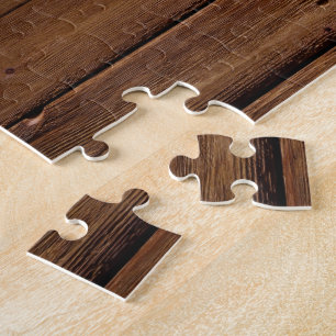 Dunkle hölzerne Planken Puzzle