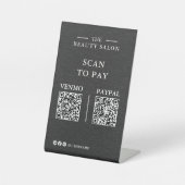 Dunkle Holzkohle-Dual-QR-Code-Scan-to-Pay — Lash T Sockelschild (Vorderseite)