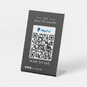 Dunkle Holzkohle Einzel-QR-Code-Scan zum Bezahlen  Sockelschild (Vorderseite)