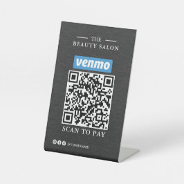 Dunkle Holzkohle Einzel-QR-Code-Scan zum Bezahlen Sockelschild