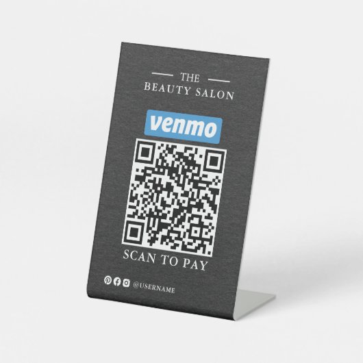 Dunkle Holzkohle Einzel-QR-Code-Scan zum Bezahlen Sockelschild (Vorderseite)
