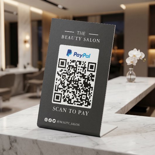 Dunkle Holzkohle Einzel-QR-Code-Scan zum Bezahlen  Sockelschild