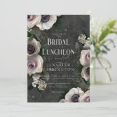 Dunkle Holzkohle Elegante Flora Modernes Brauchtum Einladung (Stehend Vorderseite)