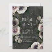 Dunkle Holzkohle Elegante Flora Modernes Brautfest Einladung (Vorderseite)