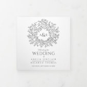 Dunkle Holzkohle, grau, monogramm Liebe Dreifach-gefaltete Programmkarte (Cover)