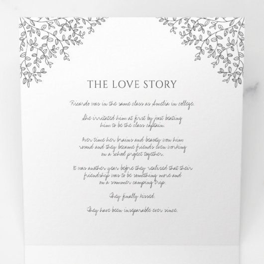 Dunkle Holzkohle, grau, monogramm Liebe Dreifach-gefaltete Programmkarte (Innen Erste Seite)