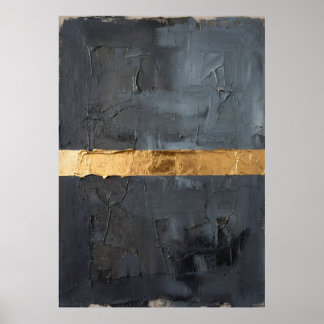 Dunkle Holzkohle-Impasto-Gold-Metallband Luxus Ab Poster