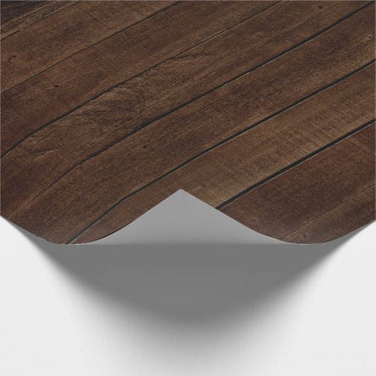 Dunkle Holzplanken mit Holzkörnchen Geschenkpapier (Ecke)