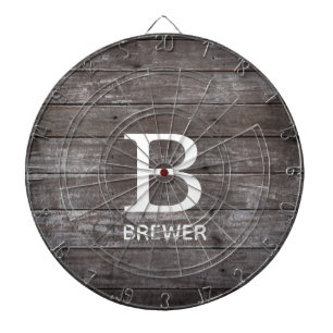 Dunkle Holztextur Monogram Dartboard Dartscheibe