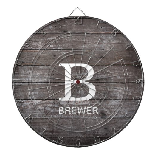 Dunkle Holztextur Monogram Dartboard Dartscheibe (vorne)