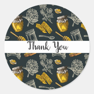 Dunkle Honigbiene Biene Vintag Bio rustikal Runder Aufkleber