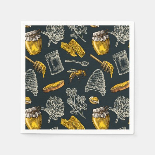 Dunkle Honigbiene Biene Vintage natürliche rustika Serviette (Vorderseite)