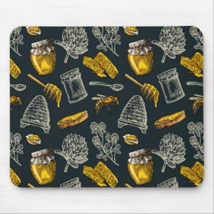 Dunkle Honigbiene Bienenstock Gelb Vintage Natürli Mousepad