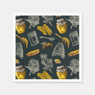 Dunkle Honigbiene Bienenstock Vintage Natürlich Ru Serviette