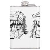 Dunkle Horror-Illustration – Surrealer Monster-Tor Flachmann (Rückseite)