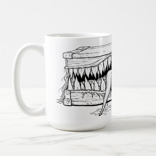 Dunkle Horror-Illustration – Surrealer Monster-Tor Kaffeetasse (Links)