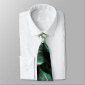 Dunkle Jade Grün und Weiß Fraktal Blume Abstrakt Krawatte (Gebunden)