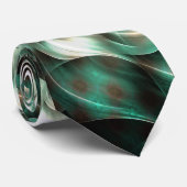 Dunkle Jade Grün und Weiß Fraktal Blume Abstrakt Krawatte (Gerollt)