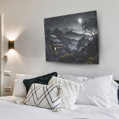 Dunkle japanische Nacht Landschaft Moonlight Tempe Leinwanddruck