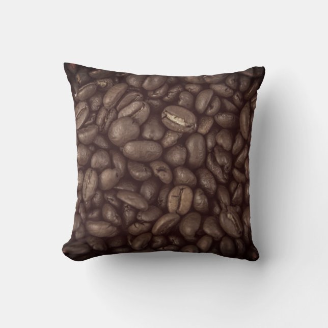 Dunkle Kaffeebohnen Kissen (Vorderseite)