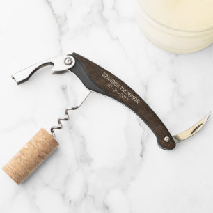 Dunkle Kakao-Braun-Rustikal-Chic-Holzkornstruktur Kellnermesser