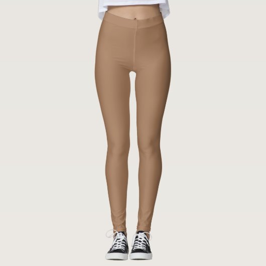 Dunkle Kamelfarben-Einfarbig-Schlicht Leggings (Vorderseite)