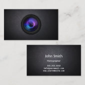 Dunkle Kameraobjektiv-Fotograf-Visitenkarte Visitenkarte (Vorne/Hinten)