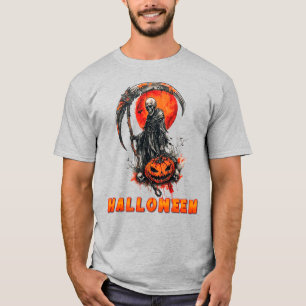 Dunkle Kapuzenfigur Sensenmann Mond Szene für Hall T-Shirt