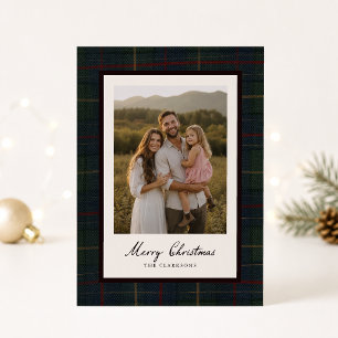 Dunkle Karo-Foto-Weihnachtskarte Einladung