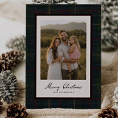 Dunkle Karo-Foto-Weihnachtskarte Einladung