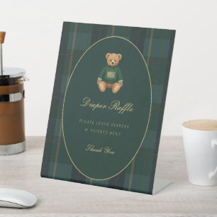 Dunkle Karo Lauren inspirierte Babyparty-Pedestal  Sockelschild