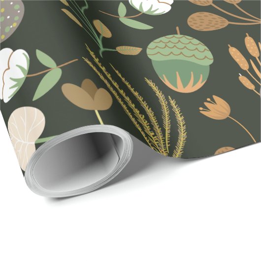 Dunkle Karotten und Nüsse Muster Geschenkpapier (Rolleneckpunkt)