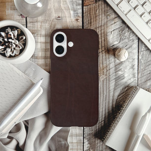 Dunkle Kastanienbraun Imitate Leder iPhone 16 Hülle