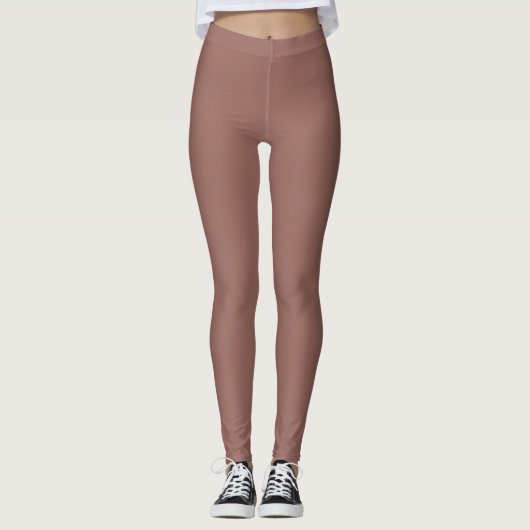 Dunkle Kastanienfarbe Einfarbig Schlicht Leggings (Vorderseite)