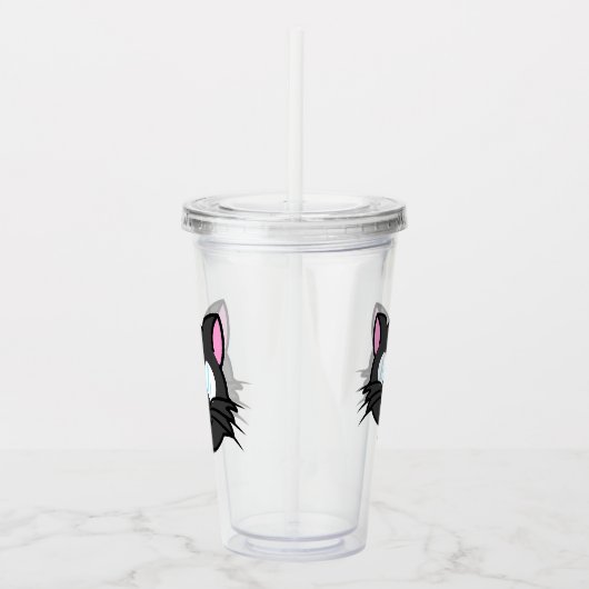 Dunkle Katze Schwarze Katze Gray Cat Tragen Brille Acryltrinkbecher (Rechts)