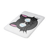 Dunkle Katze Schwarze Katze Gray Cat Tragen Brille Badematte (Schrägansicht)
