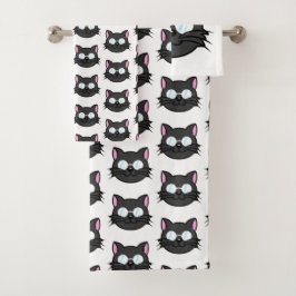 Dunkle Katze Schwarze Katze Gray Cat Tragen Brille Badhandtuch Set