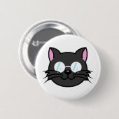 Dunkle Katze Schwarze Katze Gray Cat Tragen Brille Button (Vorne & Hinten)