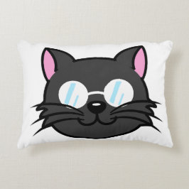 Dunkle Katze Schwarze Katze Gray Cat Tragen Brille Dekokissen